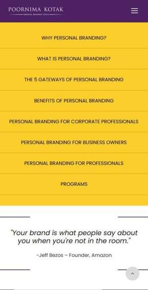 Poornima Kotak — website screenshot