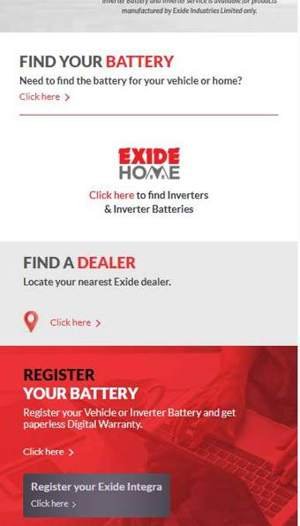 Exide Care — website screenshot