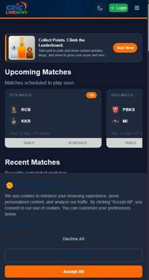CricLiveNews — website screenshot