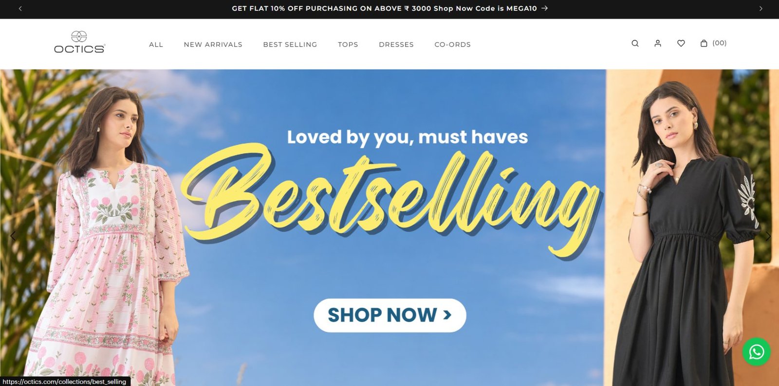 Octics — Shopify storefront for a fashion brand.